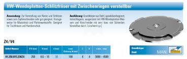 FLURY Verstellnuter/Schlitzfräser 250x8,5x15x30 Z4+V4