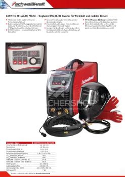 WIG-Schweißgerät Inverter EASY-TIG 201 AC/DC PULSE Set 2 auch für Alu
