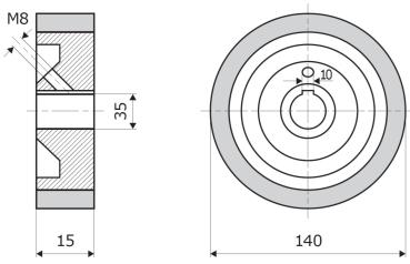 Vorschubrolle 140x15x35mm; 10V; 70 ShA; braun; passend für Weinig