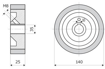 Vorschubrolle 140x25x35mm; 10V; 60 ShA; weiß; passend für Weinig