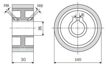 Vorschubrolle 140x30x35mm; 70 ShA; braun; passend für Weinig