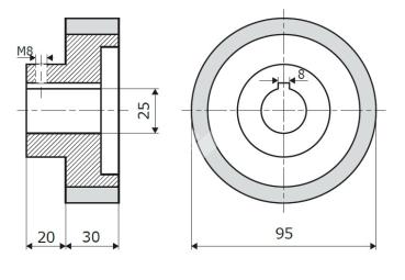 Vorschubrolle 95x30x25mm; 65 ShA; grau; passend für Weinig