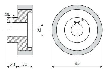 Vorschubrolle 95x50x25mm; 65 ShA; grau; passend für Weinig