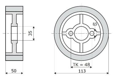 3x Vorschubrollen 113x50x35mm passend für Haffner