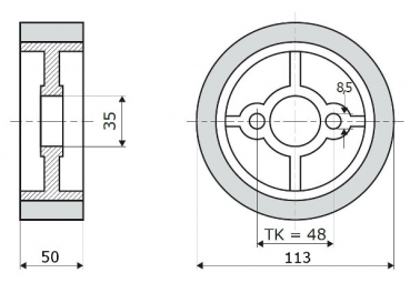Vorschubrolle Vorschubrollen 113x50x35 mm passend für Haffner Vorschubapparate 
