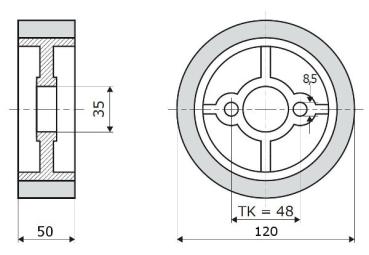 3x Vorschubrollen 120x50x35mm passend für Haffner Holz-Her
