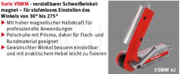 Verstellbarer Schweißwinkelmagnet VSWM 41