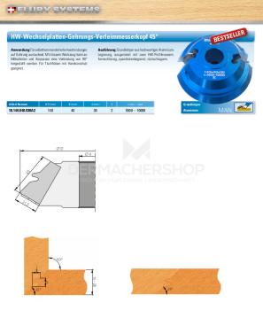 HW-WPL-Gehrungs-Verleimfräser 45° Ø 140x40x30 Z2 18.140.040.030A2