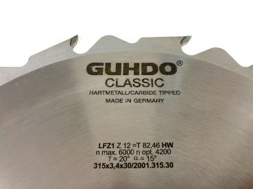 GUHDO HW-Kreissägeblatt 315x3,4/2,2x30 Z12 FZ 2001.315.30