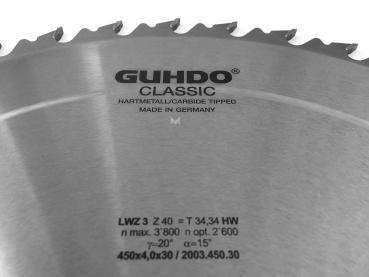 GUHDO HW-Kreissägeblatt 450x4,0/2,8x30 Z40WZ 2003.450.30