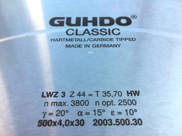 GUHDO HW-Kreissägeblatt 500x4,0/2,8x30 Z44WZ 2003.500.30