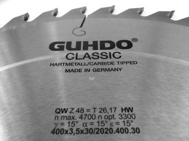 GUHDO HW-Kreissägeblatt 400x3,5/2,5x30 Z48WZ 2020.400.30