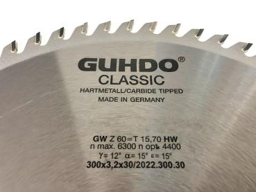 GUHDO HW-Kreissägeblatt 300x3,2/2,2x30 Z60 WZ 2022.300.30