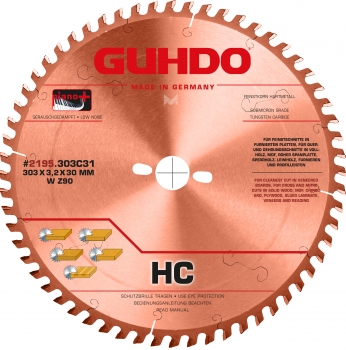 GUHDO HW-Kreissägeblatt HIGH-CUT 303x3,2/2,2x30 Z90 WZ 2195.303C31