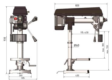 Radialbohrmaschine OPTIdrill RB 6T inkl. Maschinenschraubstock