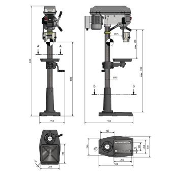 Säulenbohrmaschine OPTIdrill DQ 25 Aktions-Set inkl. Schraubstock