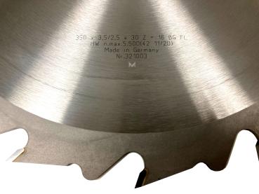 FLURY HW-Kreissägeblatt 350x3,5/2,5x30 Z16F 321003