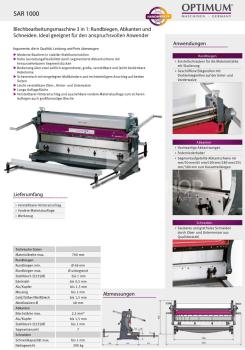 Kombinierte Biege- und Schneidemaschine SAR 1000 inkl. Unterbau
