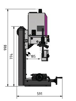 Bohr-Fräsmaschine OPTImill MH 2DV mit elektronisch regelbarem Antrieb und digitalem Display