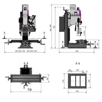 Bohr-Fräsmaschine OPTImill MH 20VLD mit manuellem Pinolenvorschub