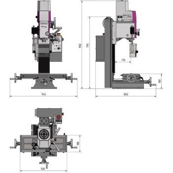 Bohr-Fräsmaschine Optimum OPTImill MH 22V mit stufenlosem Antrieb