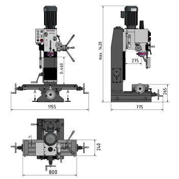 Bohr-Fräsmaschine OPTImill MB 4 mit zweistufigem Antriebsmotor