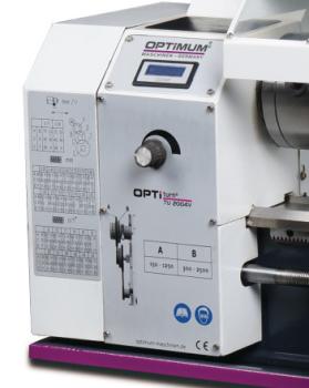 Modellbau-Drehmaschine OPTIturn TU 2004V mit elektronisch regelbarer Drehzahl und digitaler Drehzahlanzeige