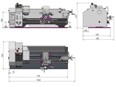 Leitspindel-Drehmaschine OPTIturn TU 2506VB inkl. Maschinenunterbau