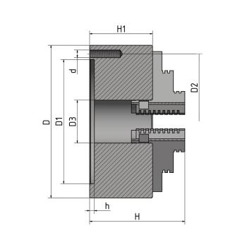 4-Backendrehfutter Guss, zentrisch spannend D=125 mm DIN 6350