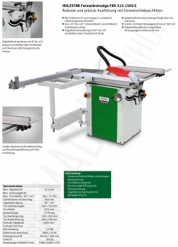 Formatkreissäge mit Schiebetisch FKS 315-1500 E