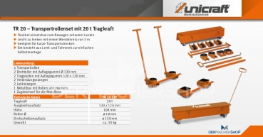 Transportrollenset / Schwerlastfahrwerk TR 20