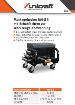 Montagehocker / Werkstatthocker MH-S 3