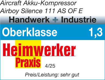 Kolbenkompressor AIRBOY SILENCE 111 AS OF E - ohne Akku(!)