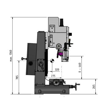 Bohr-Fräsmaschine Optimum OPTImill MB 4SV mit elektronisch regelbarem Antrieb und digitalem Display.
