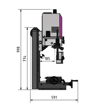 Bohr-Fräsmaschine OPTImill MH 2DV mit elektronisch regelbarem Antrieb und digitalem Display