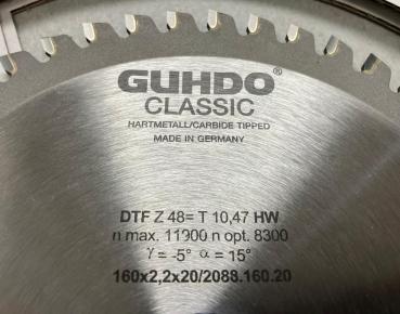 GUHDO HW-Handkreissägeblatt HPL-CUT-PRO 160x2,2/1,6x20 Z68 DP neg. 2088.160.20