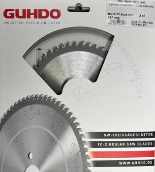 GUHDO HW-Handkreissägeblatt HPL-CUT-PRO 160x2,2/1,6x20 Z68 DP neg. 2088.160.20