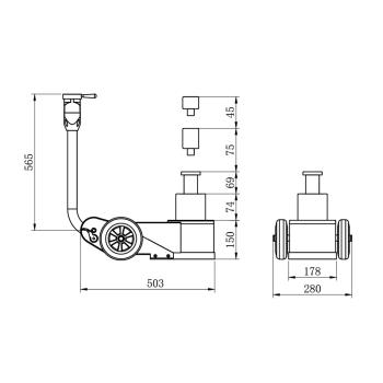 Rangierwagenheber Unicraft WWH 30002 PH Tragkraft 15t Hub 293mm Unterfahrhöhe min. 150mm