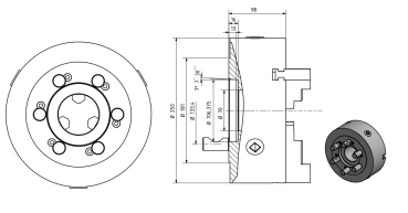 3-Backendrehfutter D=250 mm Camlock DIN ISO 702-2 Nr. 6