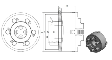 4-Backendrehfutter D=200 mm Camlock DIN ISO 702-2 Nr. 4