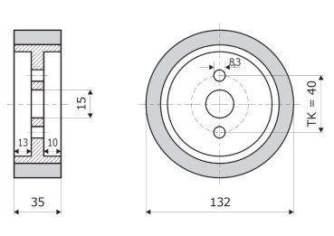 Vorschubrolle 35 x 132 mm passend für Steton