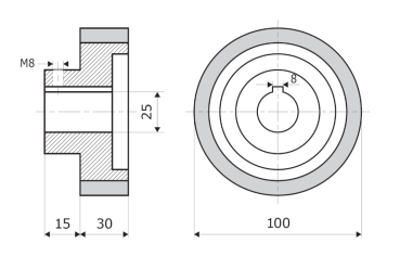 Vorschubrolle 100-30-25 V passend für SCM, L=45