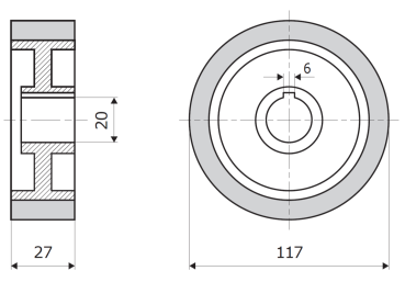 Vorschubrolle 117x27x20mm passend für ROMA
