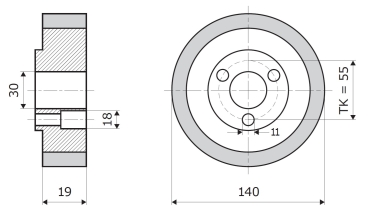 Vorschubrolle 140x19x30mm; 3V; 70 ShA; braun; passend für Weinig