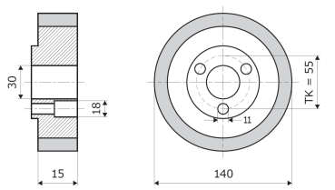 Vorschubrolle 140x15x30mm; 3V; 70 ShA; braun; passend für Weinig