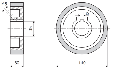 Vorschubrolle 140x30x35mm 70 ShA braun passend für Weinig