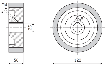 Vorschubrolle 120x50x25mm; 70 ShA; braun; passend für Guilliet