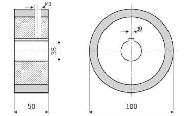 Vorschubrolle 100x35x50mm; 70 ShA; braun; passend für Weinig Cube