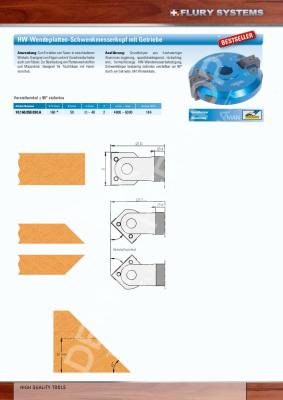 FLURY HW-WPL Schwenkmesserkopf mit Getriebe 160x50x30 Z2 10.160.050.030.A