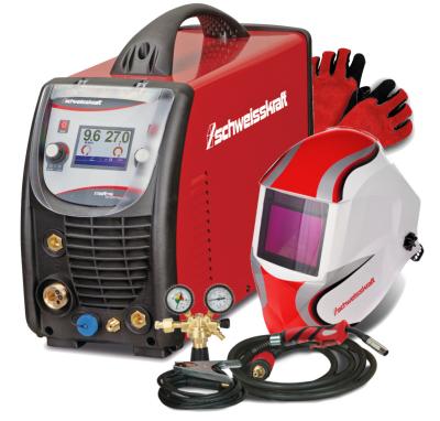 Impuls-Schutzgasschweißgerät CRAFT-MIG 201 LCD P Synergic SET +Schweißhelm +Handschuhe